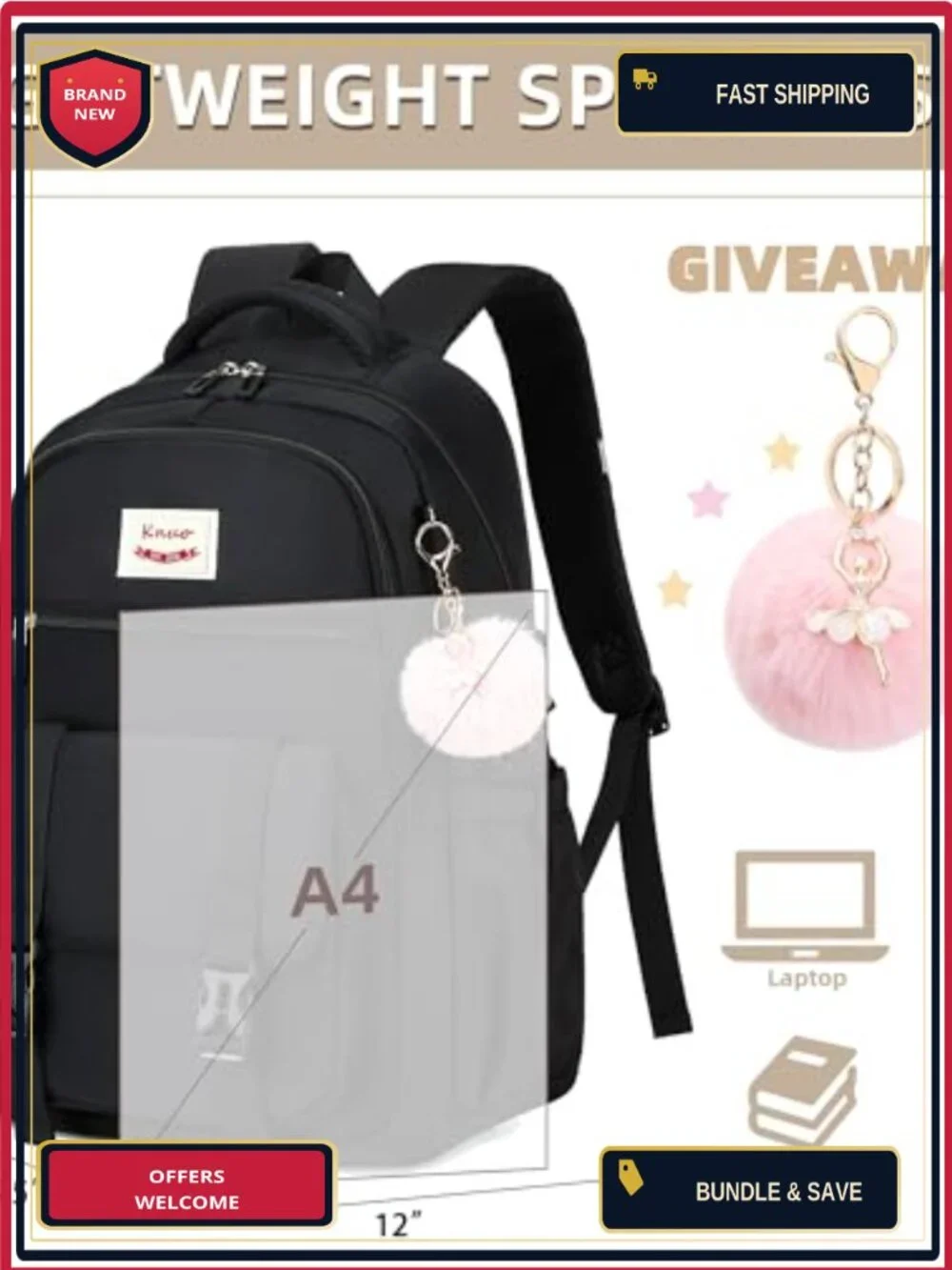 Large Capacity Anti-Theft Laptop Backpack with USB Port for Women Men Travel